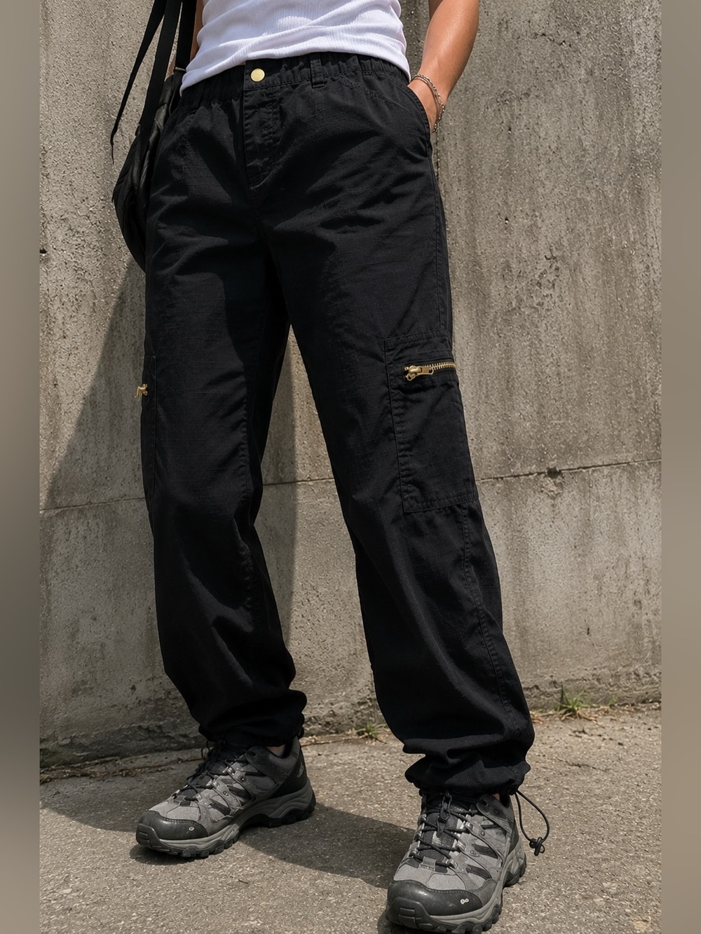 Rafaella Comfort Lightweight Cargo Utility Pants Black Size 10 Travel